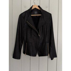 Clara Sun Woo Liquid Leather Moto Asymmetrical Jacket S Small Biker Black